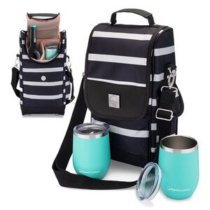 🆕Savvy Outdoors | Insulated Wine Tote Bag with Stemless Glasses with Lids